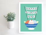 Magnetic Wall Hanging Insert: Happy Birthdae Ice Cream Sundae | INSERT ONLY