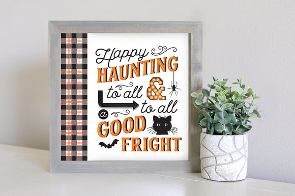 Medium Size Sign Insert: Happy Haunting (Halloween) | Magnetic Sign INSERT ONLY