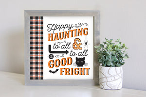 SLIGHTLY FLAWED Medium Size Sign Insert: Happy Haunting (Halloween) | Magnetic Sign INSERT ONLY