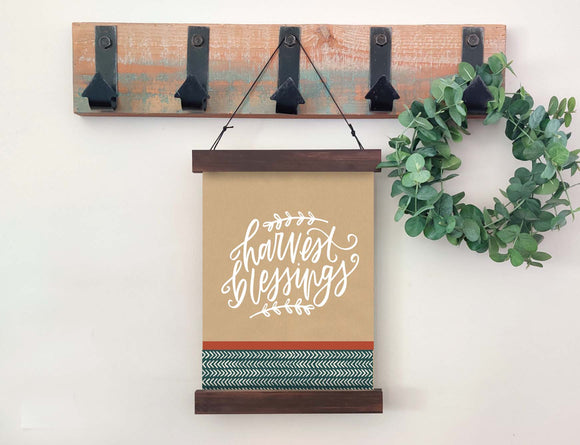 Magnetic Wall Hanging Insert: Boho Harvest Blessings (Thanksgiving/Fall) | INSERT ONLY