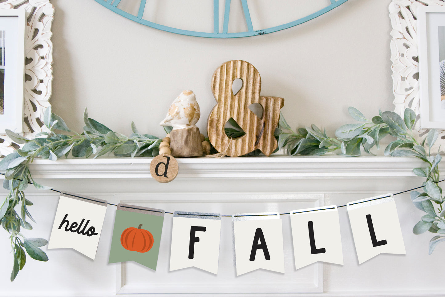 Magnetic Banner Insert: Hello Fall with Pennant Edge (Fall/Thanksgiving) | Magnetic Banner INSERTS ONLY