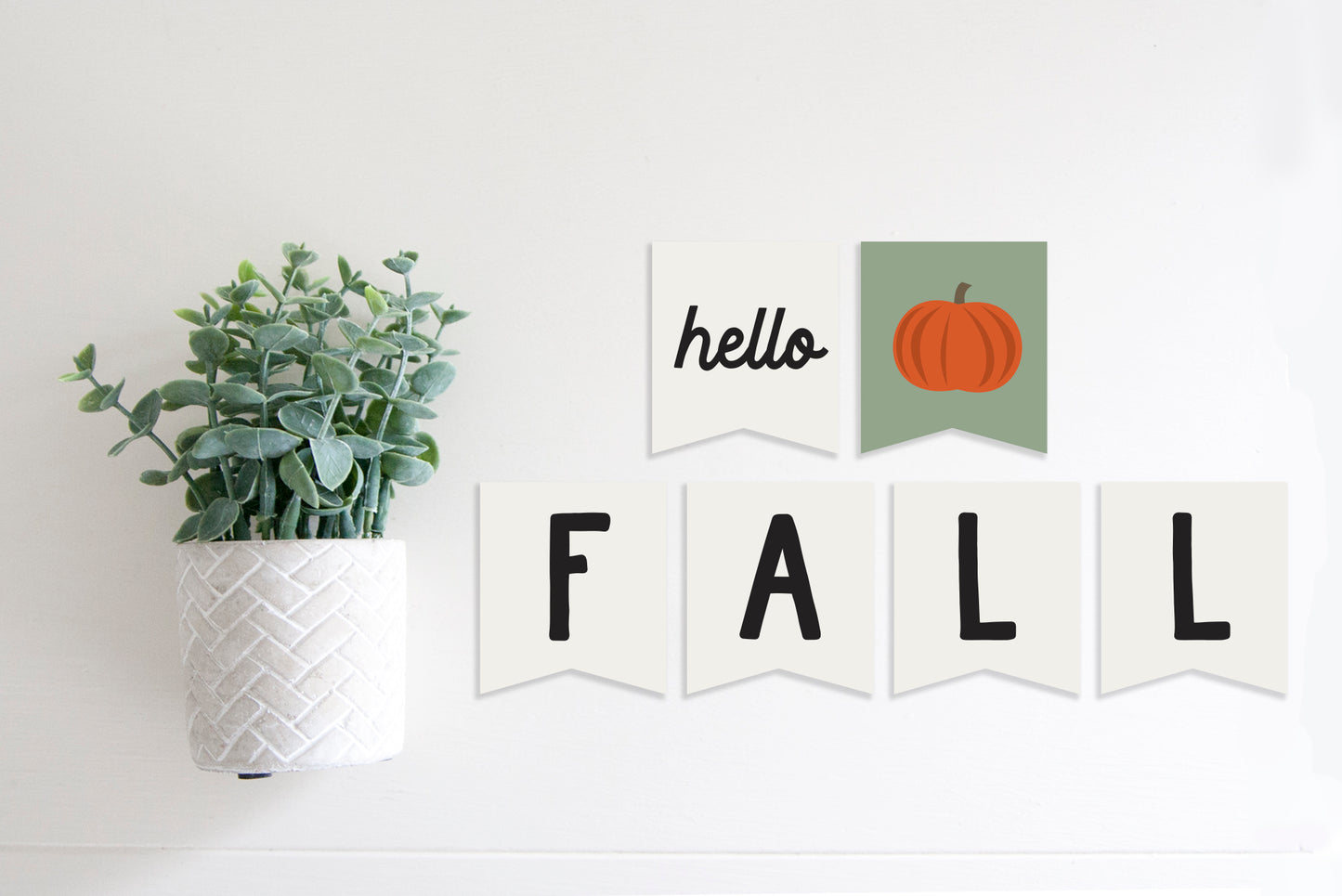 Magnetic Banner Insert: Hello Fall with Pennant Edge (Fall/Thanksgiving) | Magnetic Banner INSERTS ONLY