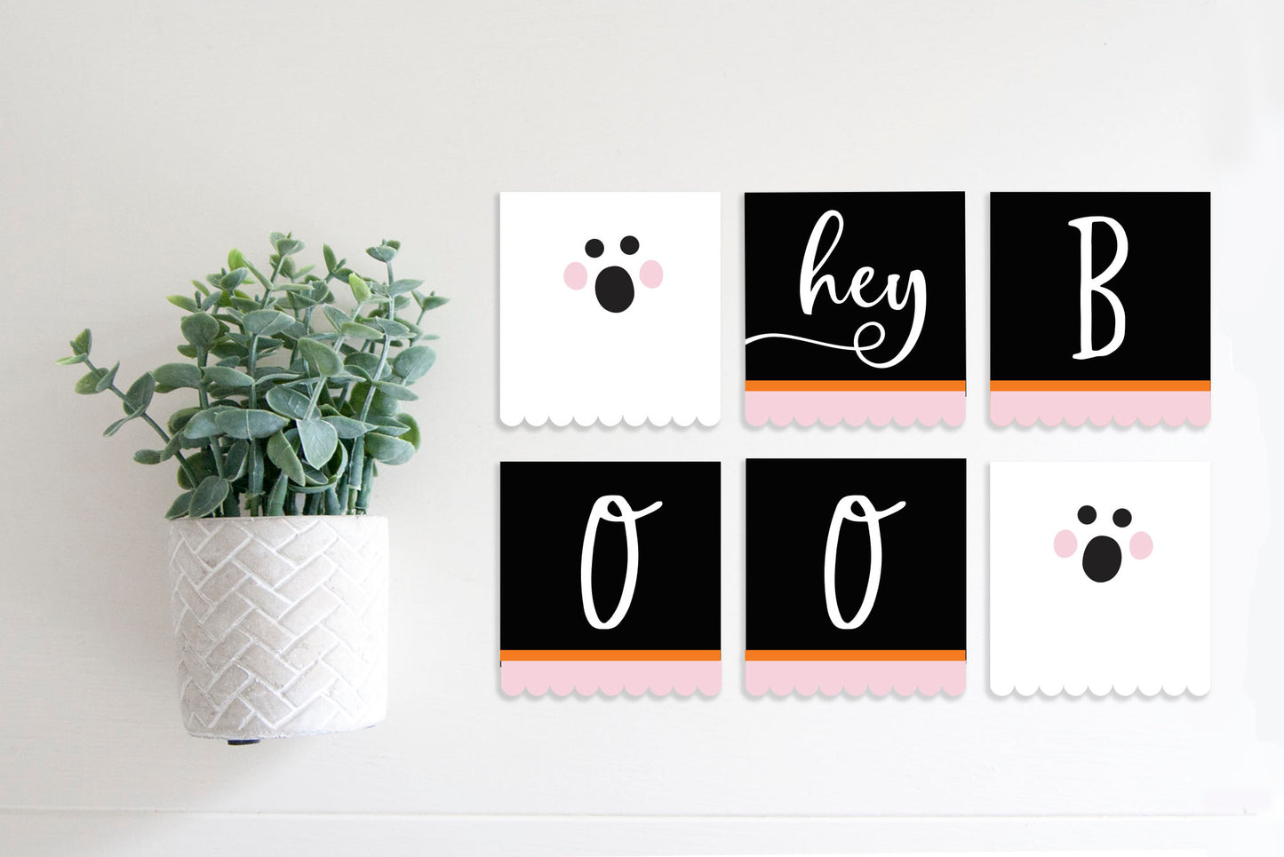 Magnetic Banner Insert: Hey Boo - Pink with Scalloped Edge (Halloween) | Magnetic Banner INSERTS ONLY