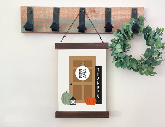 Magnetic Wall Hanging Insert: Home Sweet Home Fall Porch (Thanksgiving/Fall) | INSERT ONLY