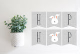 Magnetic Banner Insert: Hop Hop on Faux Linen with Pennant Edge (Easter/Spring) | Magnetic Banner INSERTS ONLY