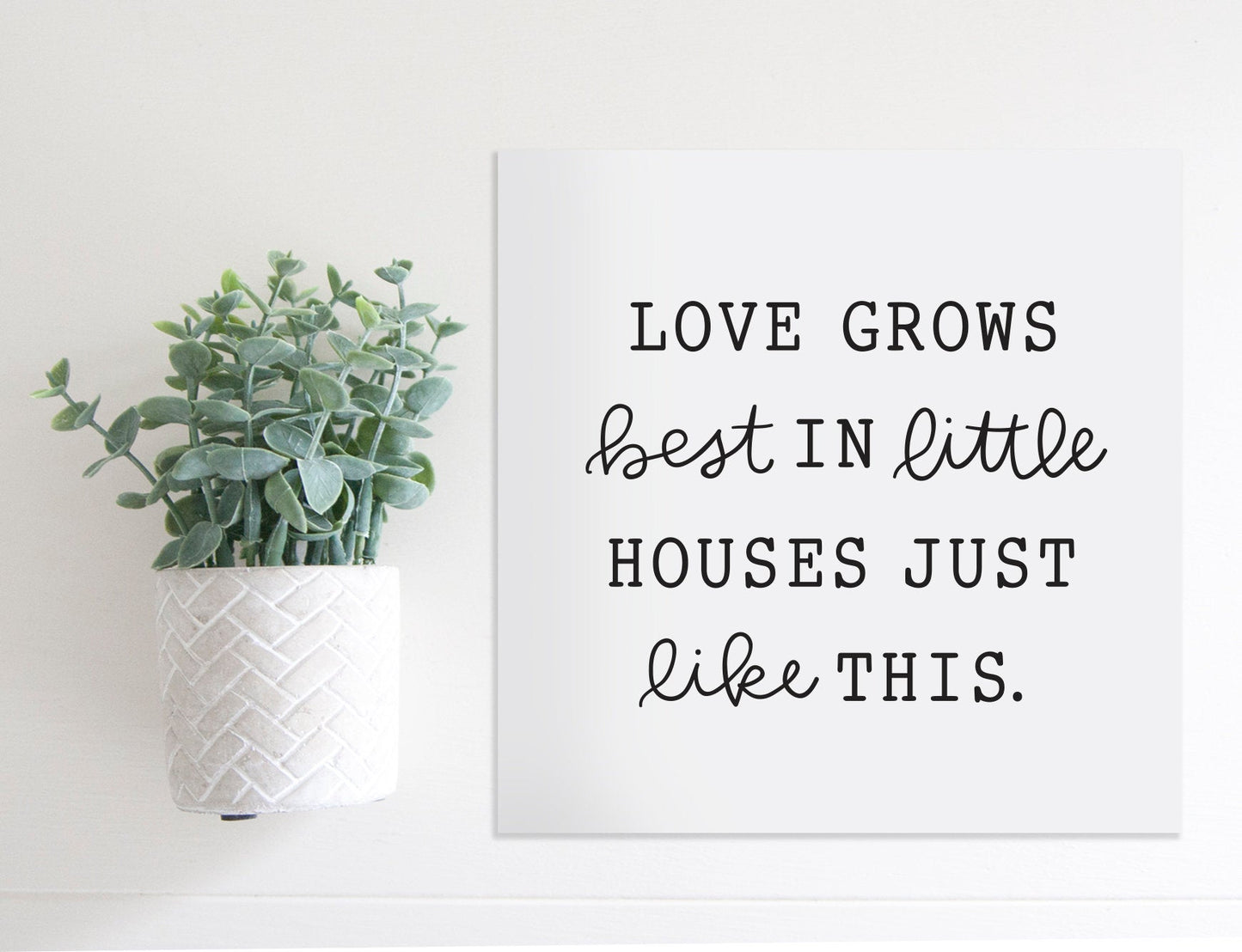 Medium Size Sign Insert: Love Grows Best | Magnetic Sign INSERT ONLY