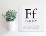 SLIGHTLY FLAWED Medium Size Sign Insert: Family Definition | Magnetic Sign INSERT ONLY