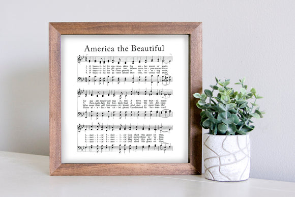 Medium Size Sign Insert: America the Beautiful Sheet Music (Fourth of July) | Magnetic Sign INSERT ONLY