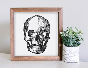 Medium Size Sign Insert: Skull Sketch B&W (Fall/Halloween) | Magnetic Sign INSERT ONLY