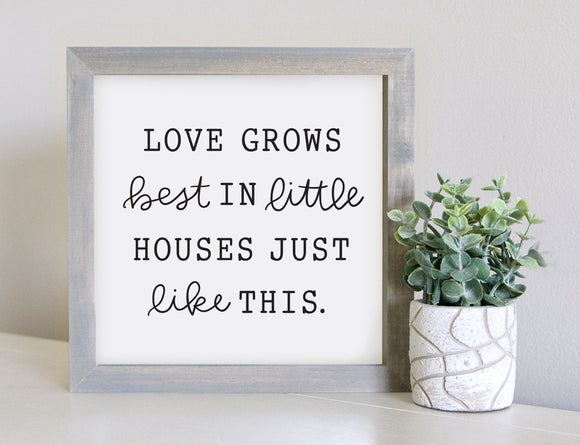 SLIGHTLY FLAWED Medium Size Sign Insert: Love Grows Best | Magnetic Sign INSERT ONLY