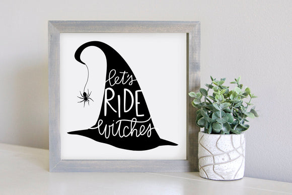 Medium Size Sign Insert: Let's Ride Witches (Halloween) | Magnetic Sign INSERT ONLY