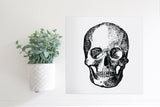 Medium Size Sign Insert: Skull Sketch B&W (Fall/Halloween) | Magnetic Sign INSERT ONLY