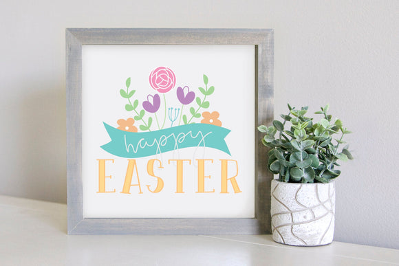 Medium Size Sign Insert: Happy Easter Floral in Color (Spring) | Magnetic Sign INSERT ONLY