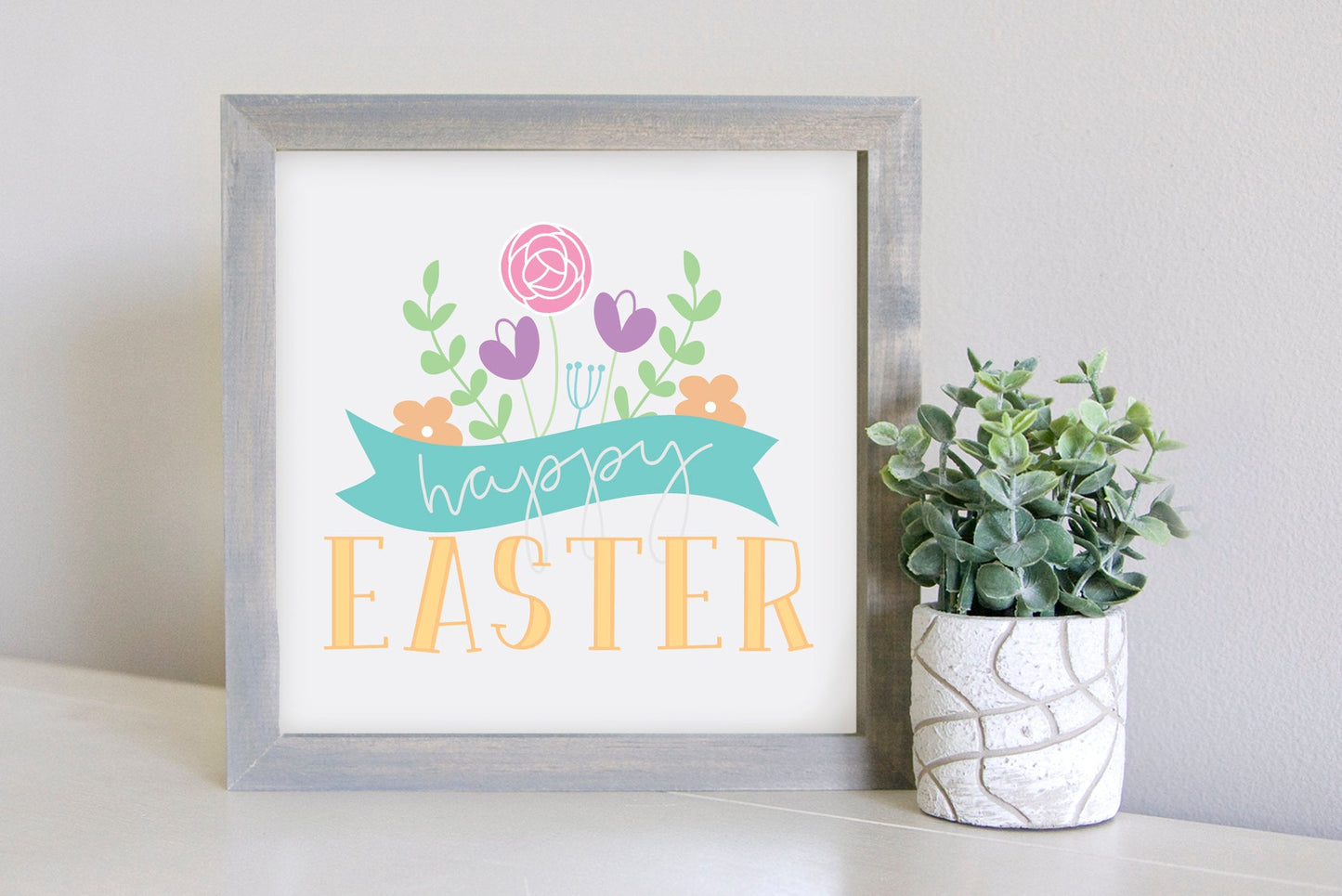 SLIGHTLY FLAWED Medium Size Sign Insert: COLOR Happy Easter Floral (Spring) | Magnetic Sign INSERT ONLY