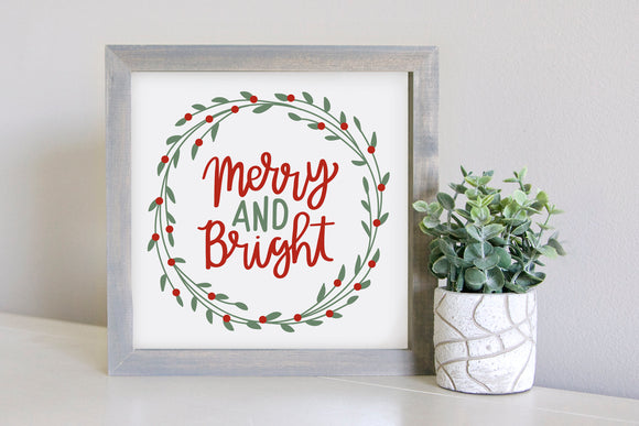 SLIGHTLY FLAWED Medium Size  Sign Insert: Merry and Bright COLOR (Christmas) | Magnetic Sign INSERT ONLY