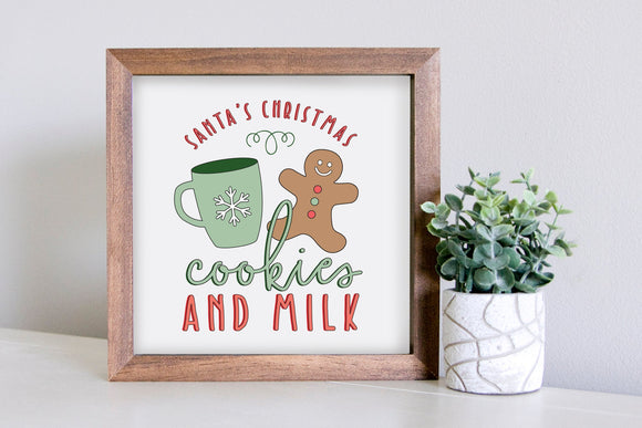 Medium Size Sign Insert: Santa's Christmas Cookies and Milk | Magnetic Sign INSERT ONLY