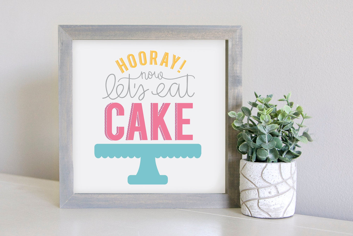 Medium Size Sign Insert: Let's Eat Cake COLOR (Birthday) | Magnetic Sign INSERT ONLY