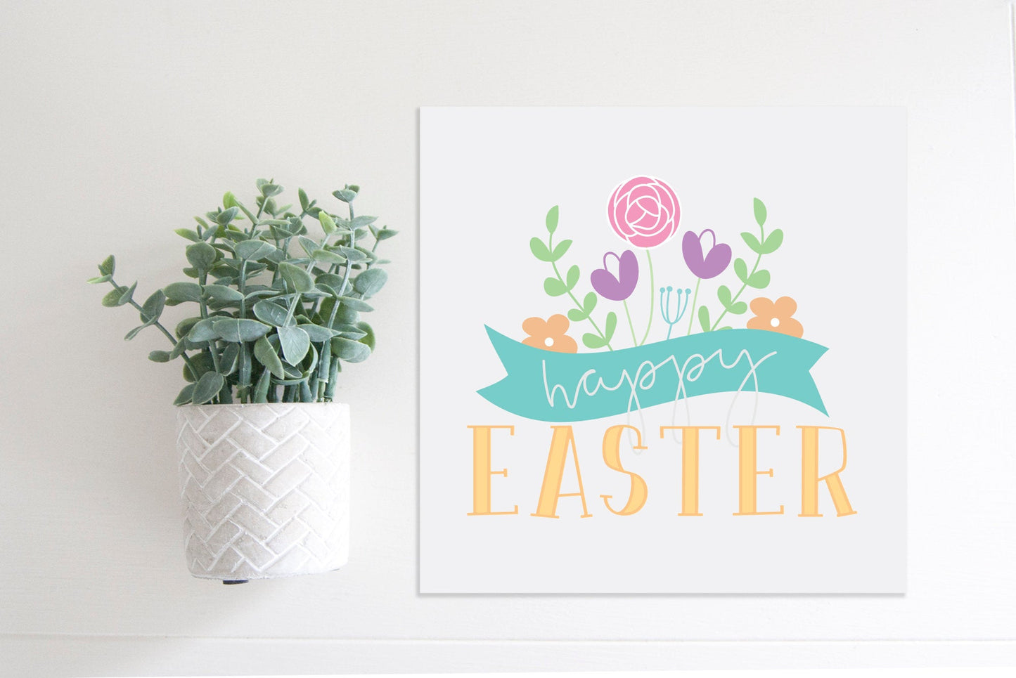 SLIGHTLY FLAWED Medium Size Sign Insert: COLOR Happy Easter Floral (Spring) | Magnetic Sign INSERT ONLY