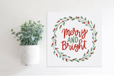 Medium Size Sign Insert: Merry and Bright COLOR (Christmas) | Magnetic Sign INSERT ONLY