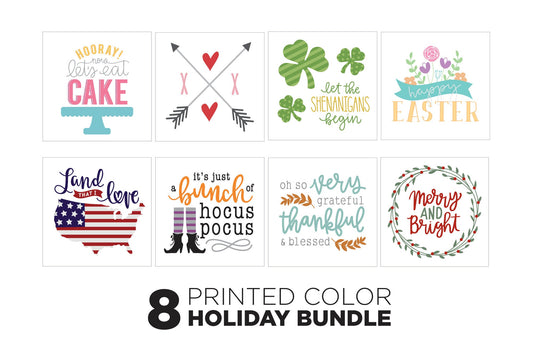 Medium Size Sign Inserts: Printed COLOR Holiday Insert Bundle Set of 8 | Magnetic Sign INSERTS ONLY