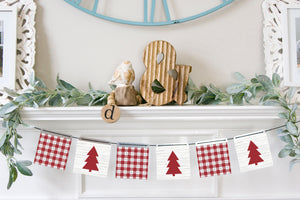 Magnetic Banner Insert: Red Christmas Tree and Plaid | Magnetic Banner INSERTS ONLY