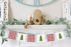 Magnetic Banner Insert: Green Christmas Tree and Red Plaid | Magnetic Banner INSERTS ONLY