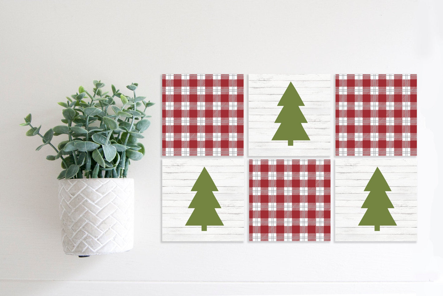 Magnetic Banner Insert: Green Christmas Tree and Red Plaid | Magnetic Banner INSERTS ONLY