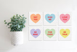 Magnetic Banner Insert: Conversation Hearts on Faux Wood (Winter/Valentine's) | Magnetic Banner INSERTS ONLY