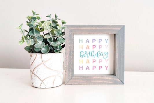MINI Sign Insert Only: Happy Birthday Watercolor | Magnetic Sign INSERT ONLY
