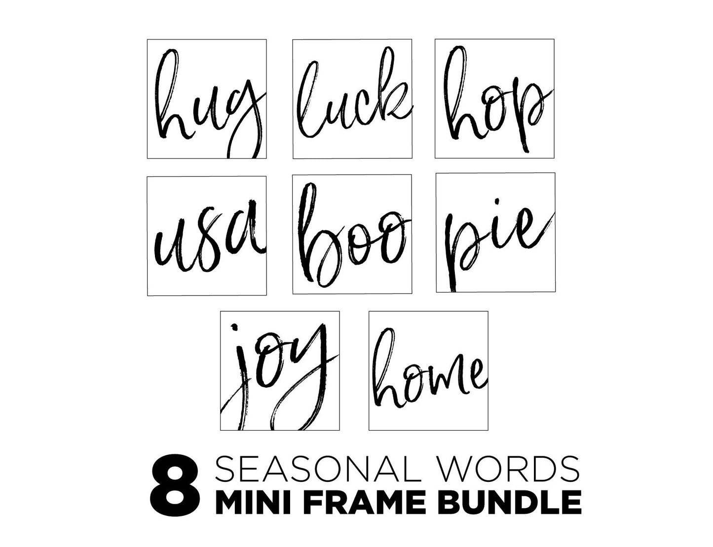 MINI Sign Inserts Only: Seasonal Word Insert Bundle Set of 8 | Magnetic Sign INSERTS ONLY