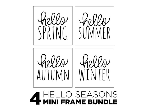 SLIGHTLY FLAWED MINI Sign Inserts Only: Hello Seasons Insert Bundle Set of 4 | Magnetic Sign INSERTS ONLY