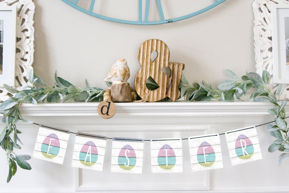 Magnetic Banner Insert: Spring Easter Eggs on Faux Wood | Magnetic Banner INSERTS ONLY