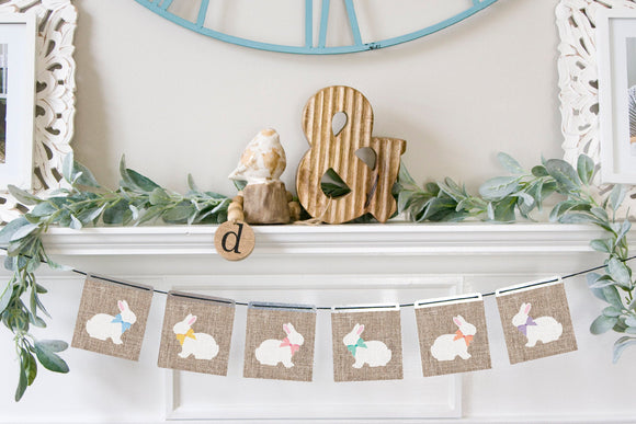 Magnetic Banner Insert: Easter Bunnies on Faux Burlap (Spring) | Magnetic Banner INSERTS ONLY