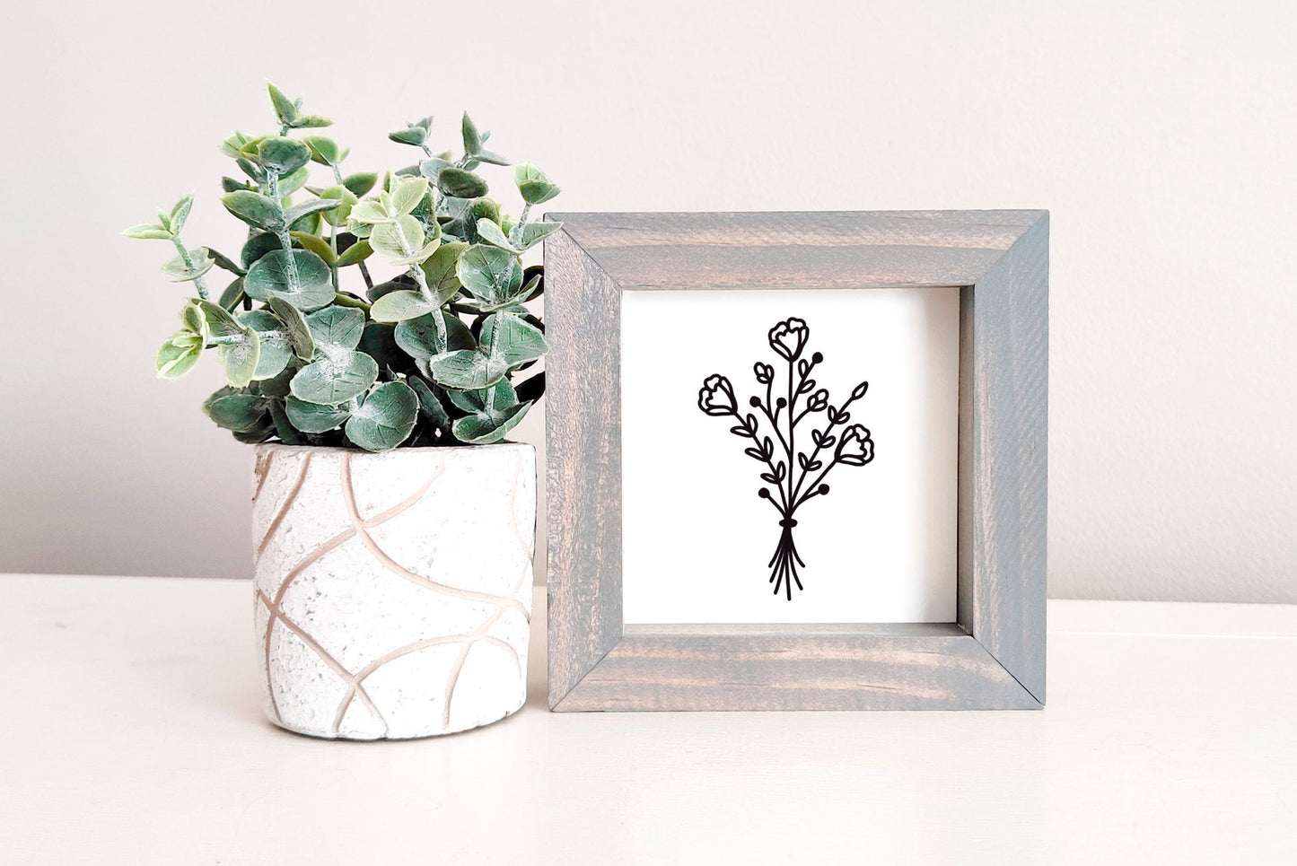 SLIGHTLY FLAWED MINI Sign Insert Only: Floral Bouquet Line Drawing | Magnetic Sign INSERT ONLY