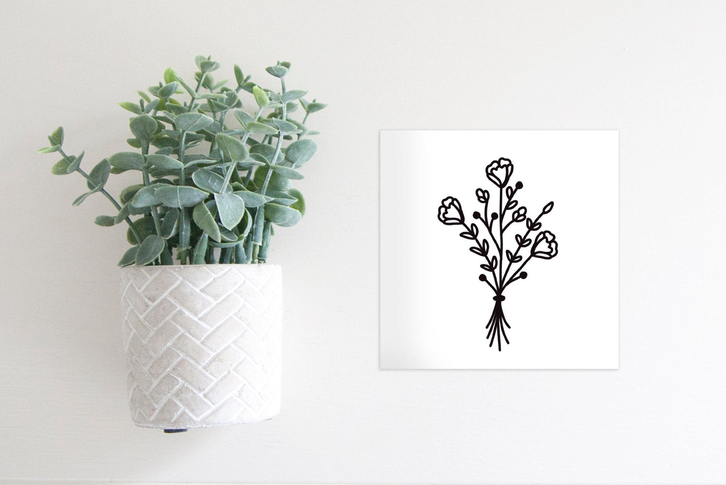 SLIGHTLY FLAWED MINI Sign Insert Only: Floral Bouquet Line Drawing | Magnetic Sign INSERT ONLY