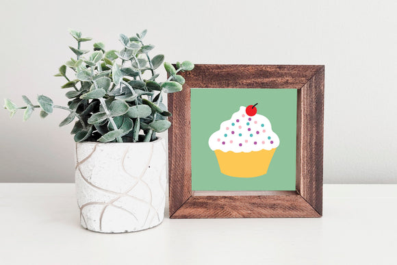 MINI Sign Insert Only: Birthday Cupcake Icon | Magnetic Sign INSERT ONLY