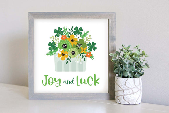 Medium Size Sign Insert: Joy and Luck Clover Bouquet (St. Patrick's Day/Spring) | Magnetic Sign INSERT ONLY