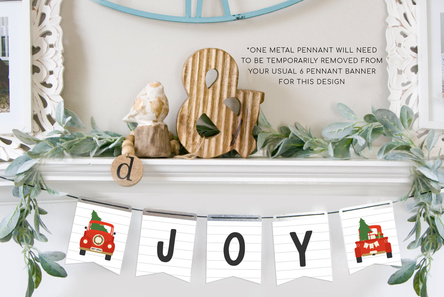 Magnetic Banner Insert: Joy with Christmas Truck and Pennant Edge | Magnetic Banner INSERTS ONLY