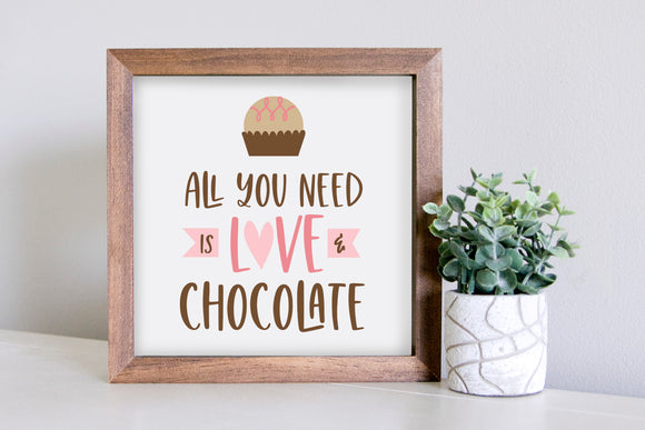 Medium Size Sign Insert: Love and Chocolate (Valentine's Day/Winter) | Magnetic Sign INSERT ONLY