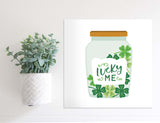 Medium Size Sign Insert: Lucky Me Clover Jar (St. Patrick's Day/Spring) | Magnetic Sign INSERT ONLY