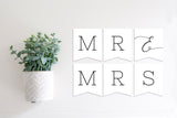 Magnetic Banner Insert: Mr and Mrs with Pennant Edge (Wedding/Bridal) | Magnetic Banner INSERTS ONLY