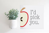 Medium Size Sign Insert: I'd Pick You Red Apple (Fall) | Magnetic Sign INSERT ONLY