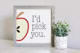 Medium Size Sign Insert: I'd Pick You Red Apple (Fall) | Magnetic Sign INSERT ONLY