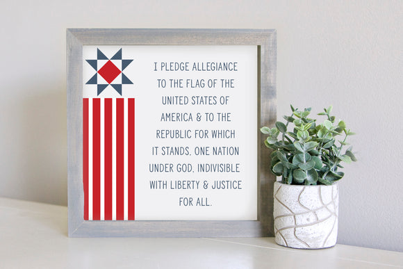 SLIGHTLY FLAWED Medium Size Sign Insert: The Pledge of Allegiance (Fourth of July) | Magnetic Sign INSERT ONLY