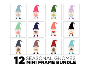 MINI Sign Inserts Only: Seasonal Gnomes Insert Bundle Set of 12 | Magnetic Sign INSERTS ONLY