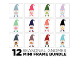 SLIGHTLY FLAWED MINI Sign Inserts Only: Seasonal Gnomes Insert Bundle Set of 12 | Magnetic Sign INSERTS ONLY