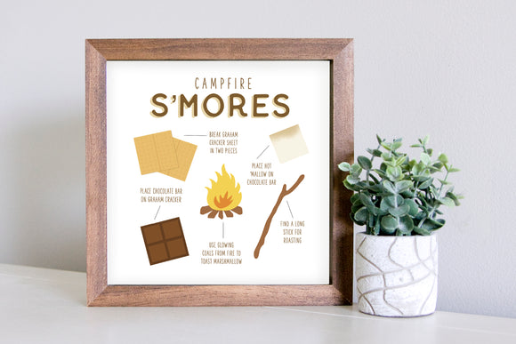 Medium Size Sign Insert: Smores (Summer/Fall) | Magnetic Sign INSERT ONLY