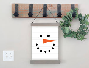 SLIGHTLY FLAWED Magnetic Wall Hanging Insert: Snowman on Faux Wood (Christmas/Winter) | INSERT ONLY