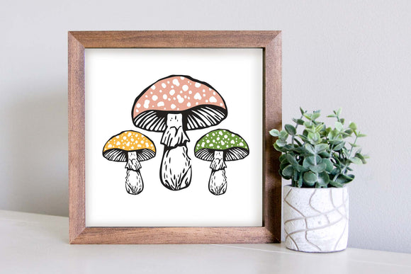 Medium Size Sign Insert: Spring Mushrooms | Magnetic Sign INSERT ONLY