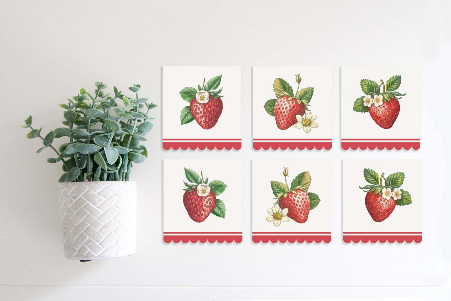 Magnetic Banner Insert: Strawberries with Scalloped Edge (Spring/Summer) | Magnetic Banner INSERTS ONLY